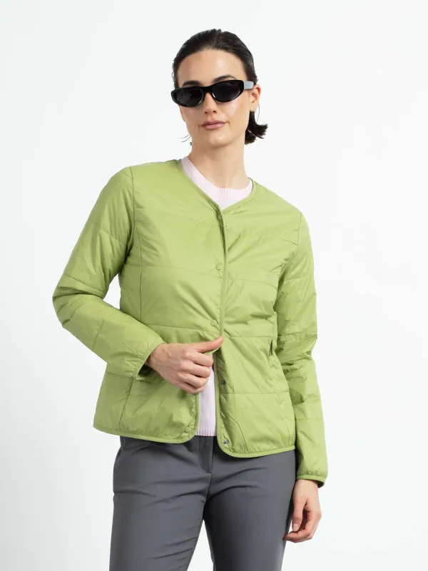 WEGA Green Goose Kragenlose Damenjacke Easy Soft Price - Vegane Jacke in Grass